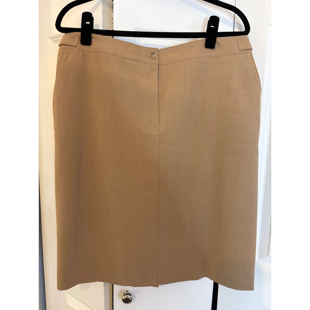 Lands' End Pencil Skirt Khaki Tan Women's‎ 14 Lined Classic Work